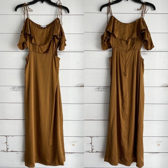 Rare! LPA [Revolve] 38 Cut Out Copper Silk Maxi Dress in Size Small - Picture 8 of 8